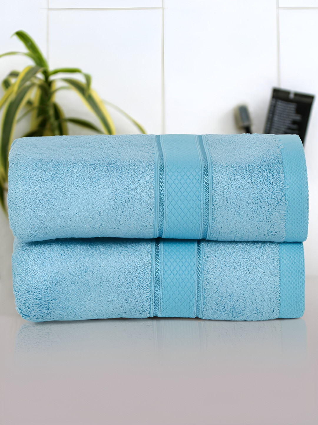 Cantabil Turquoise Blue 2 Pieces 550 GSM Hand Towels