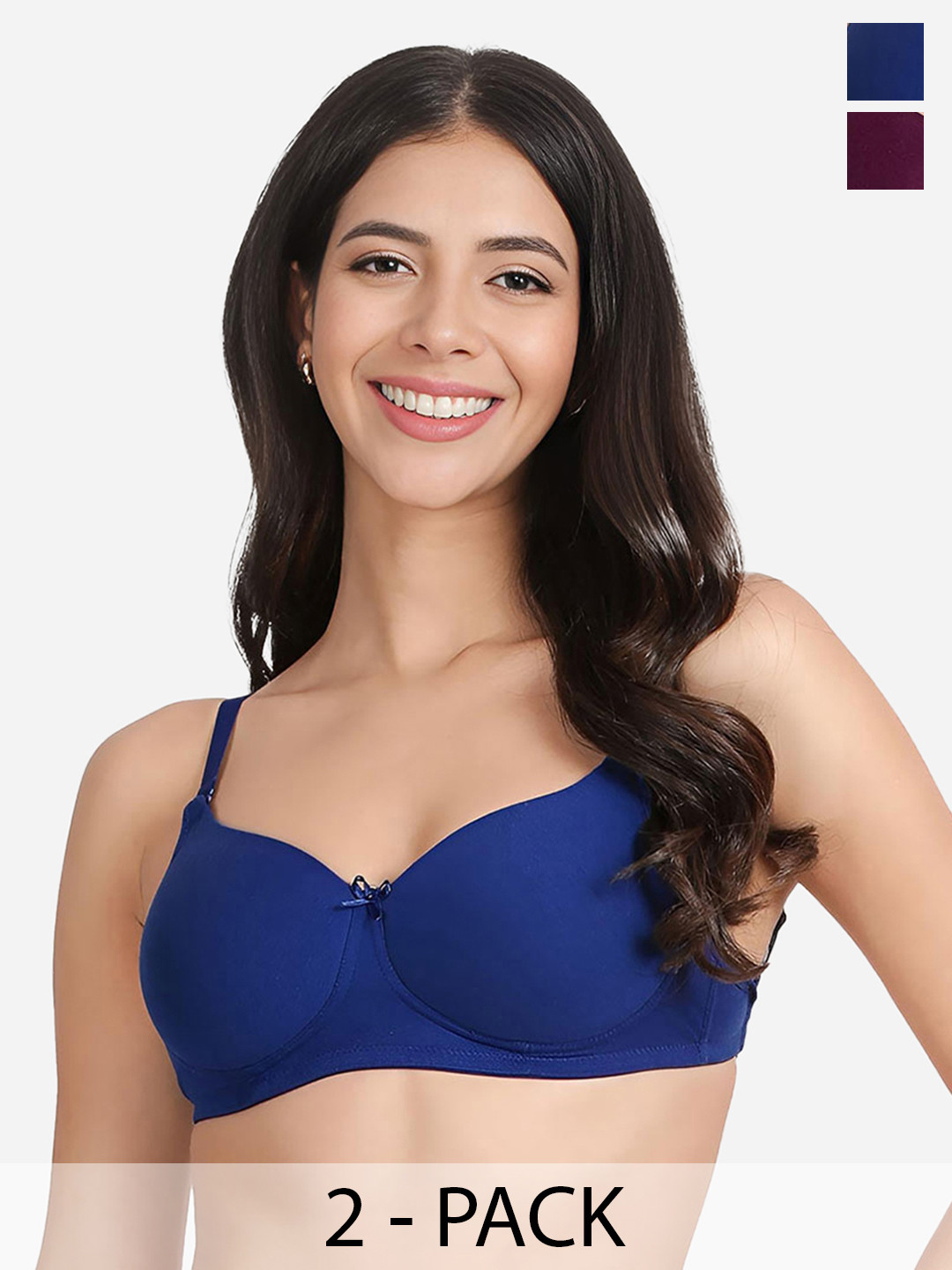 Susie Pack of 2 Medium Coverage Lightly Padded Cotton Bras With All Day Comfort
