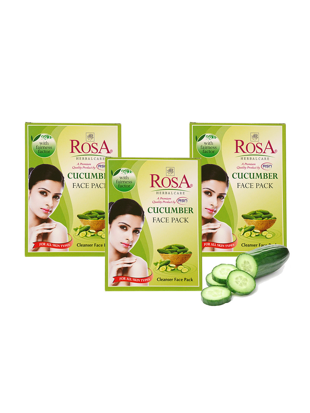 ROSA Pack of 3 Cucumber Face Pack To Remove Dark Circle - 100g