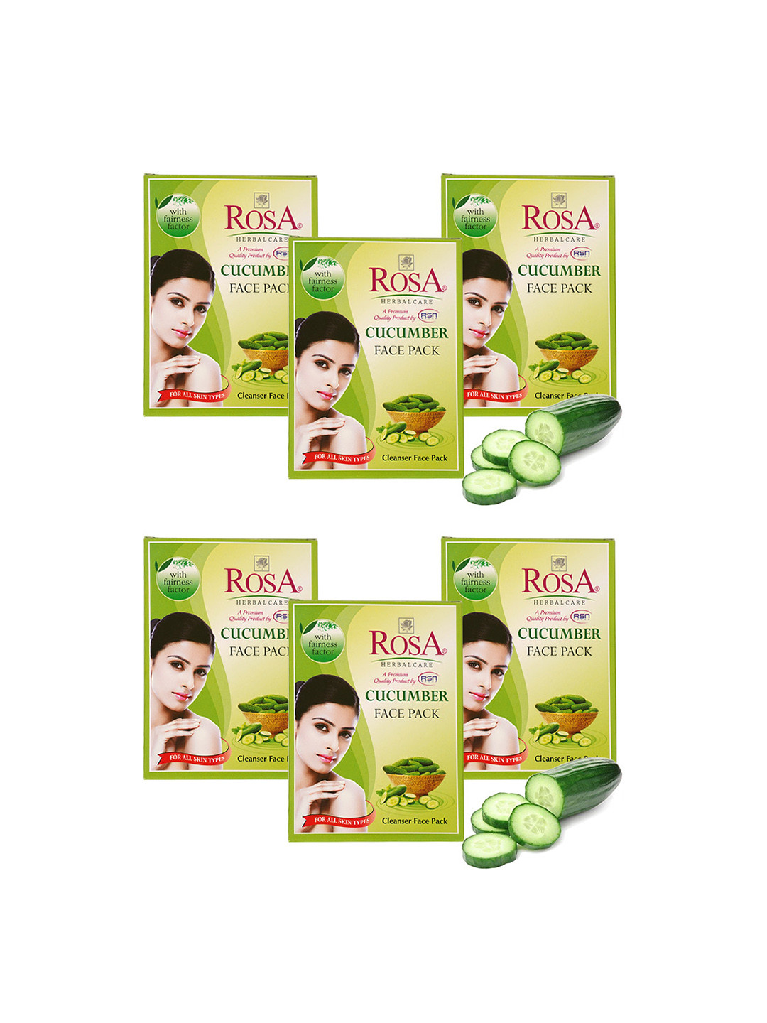 ROSA Pack of 6 Cucumber Face Pack - 25 gm
