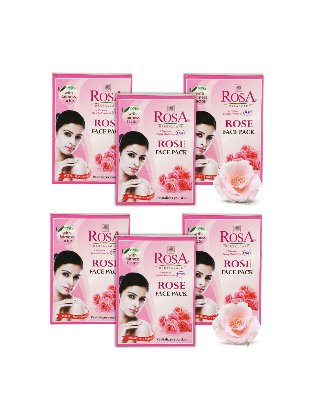 ROSA Pack of 6 Herbal Care Rose Face Pack For Glowing & Tones Up Skin - 100g