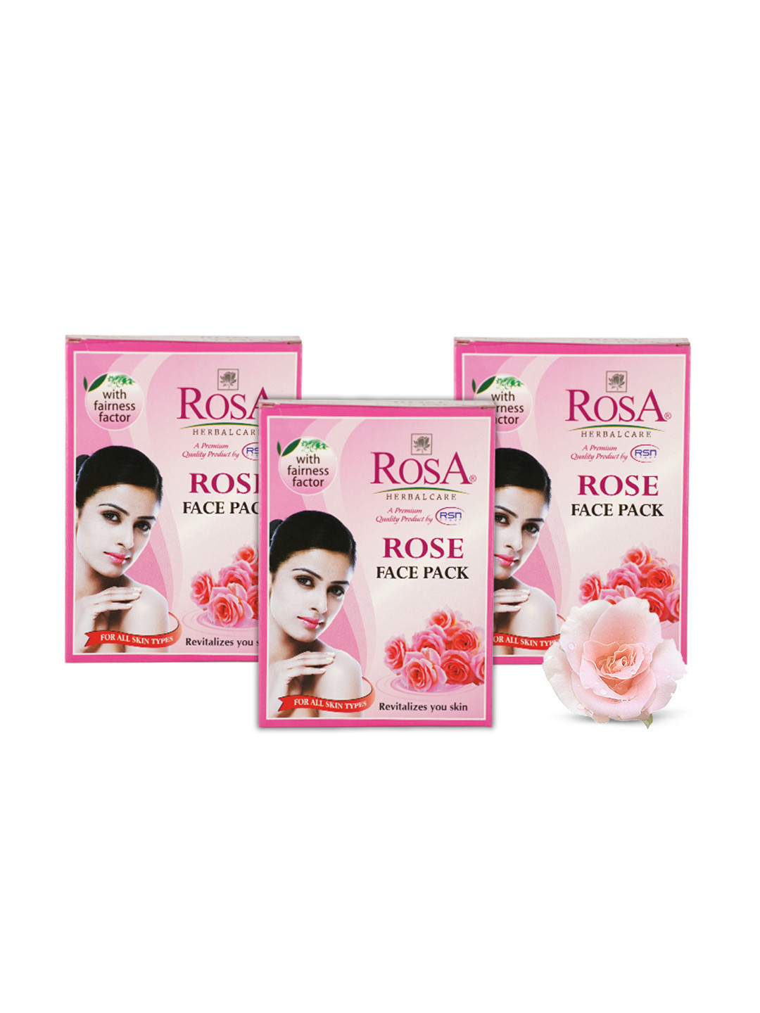 ROSA Pack Of 3 Herbal Care Rose Face Pack For Glowing & Tones Up Skin - 100g