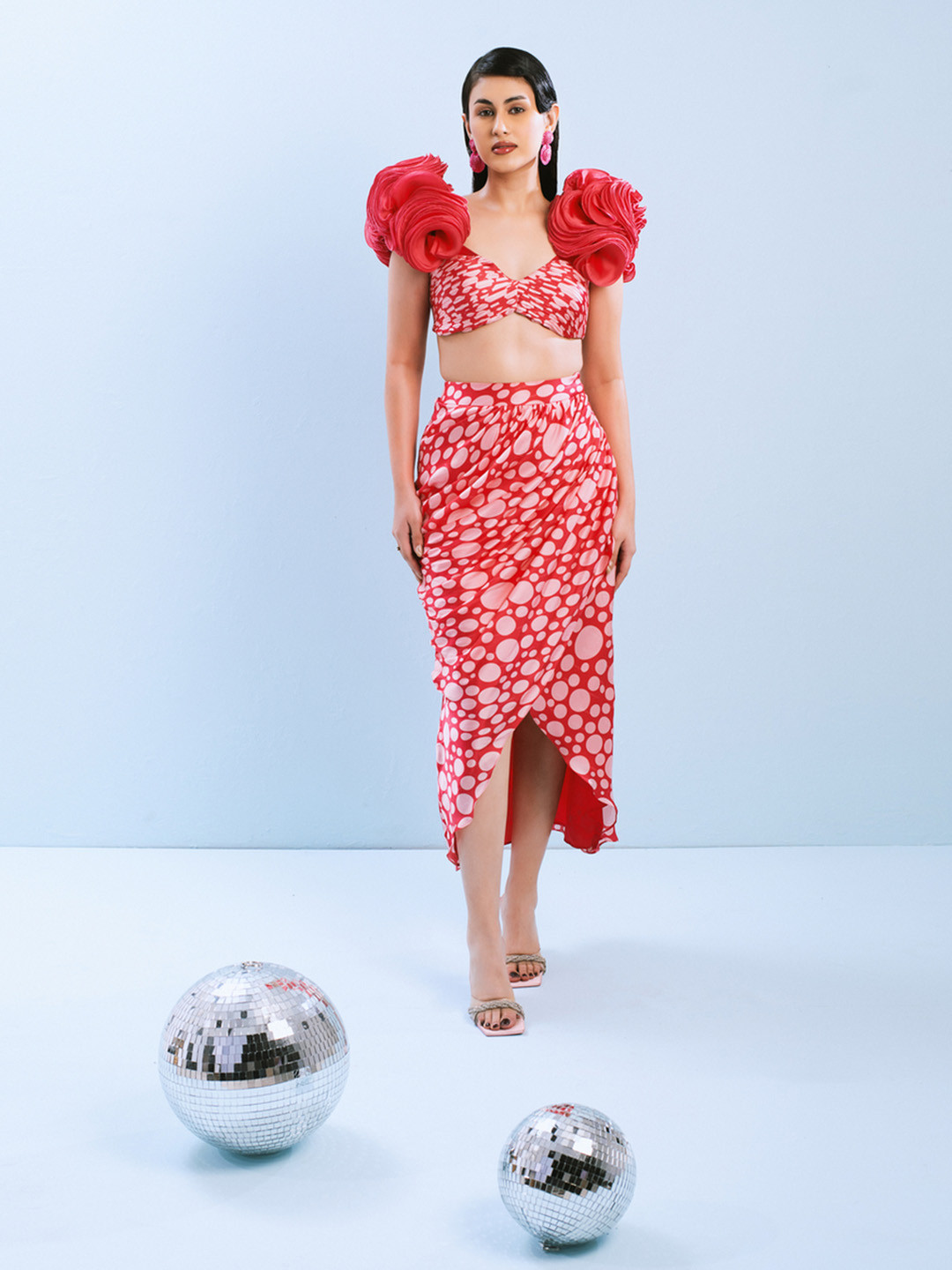 Sayaanika Floral Crepe Round Neck A-Line Dress