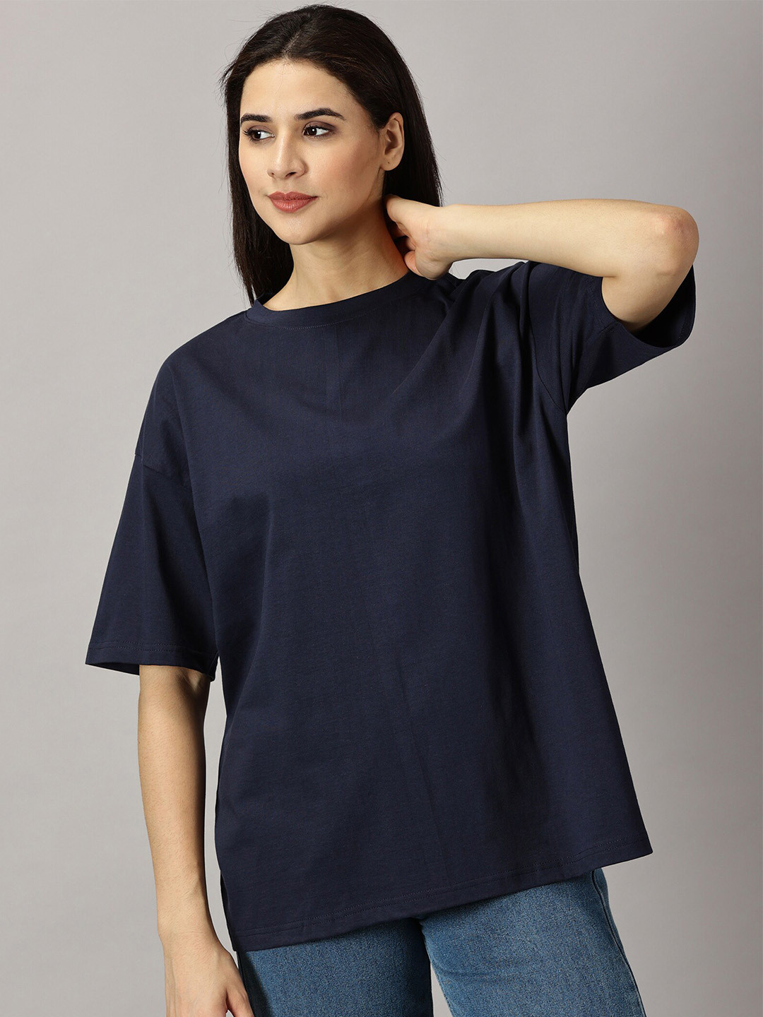 THE HOLLANDER Drop Shoulder Sleeves Cotton Oversized T-shirt