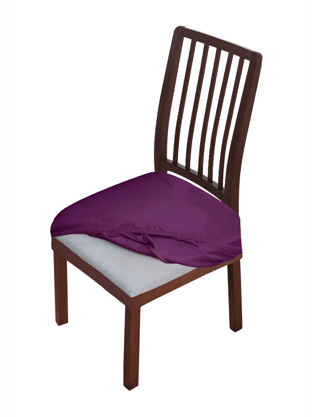 HOKIPO Purple Set of 1 Velvet Chair Seat Cover