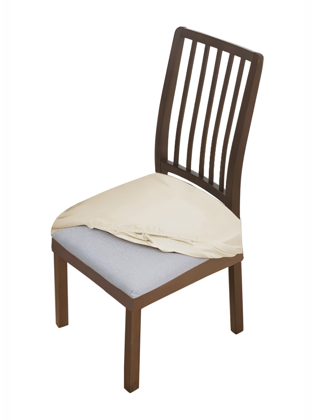 HOKIPO Beige Velvet Chair Seat Cover