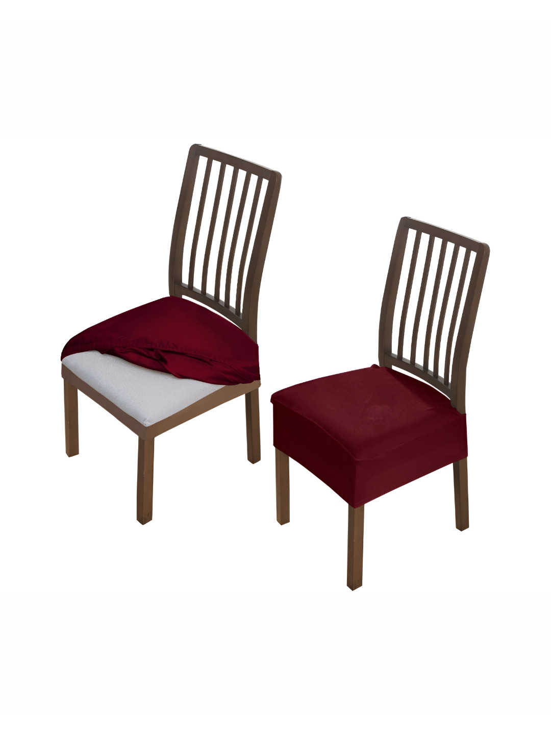 HOKIPO Burgundy 2 Pieces Velvet Chair Covers