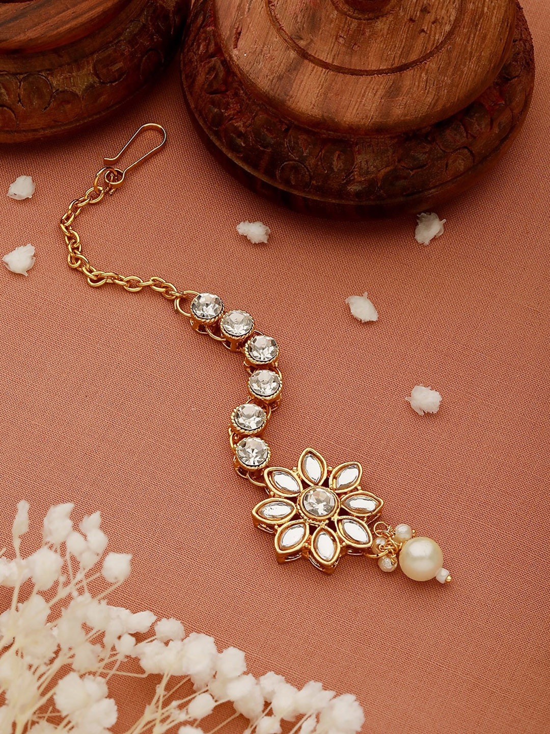 Jazz and Sizzle Gold-Plated Kundan Studded & Beaded Matha Patti