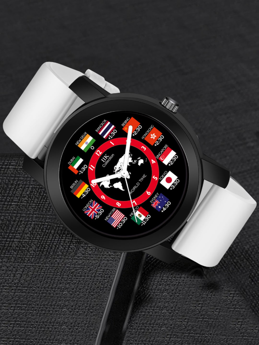 IIK COLLECTION Men Round Dial Adjustable Flexible Silicon Strap Watch