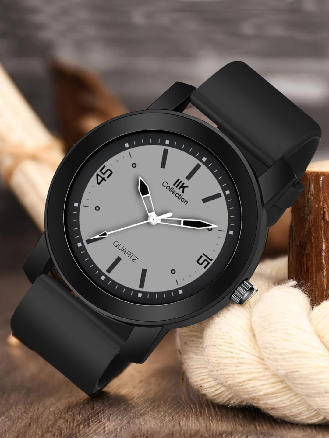 IIK COLLECTION Men Round Dial Adjustable Flexible Silicon Strap Watch