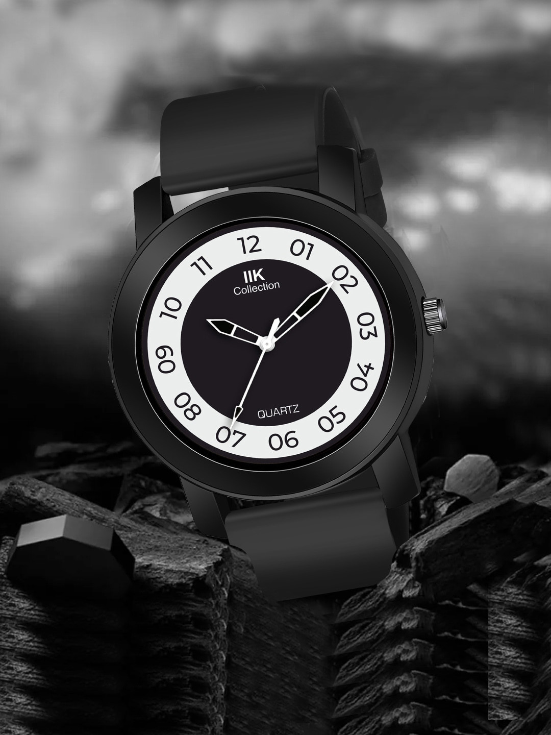 IIK COLLECTION Men Round Dial Adjustable Flexible Silicon Strap Watch