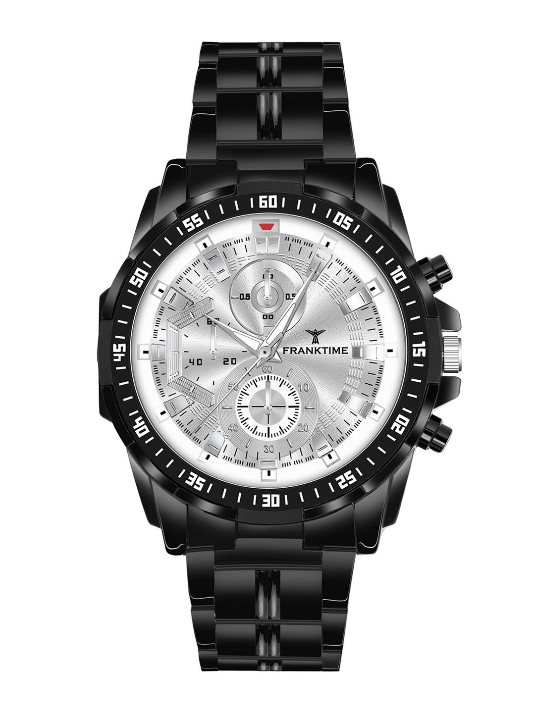 Franktime Men Embellished Dial & Stainless Steel Straps Analogue Watch FT-0046 SL