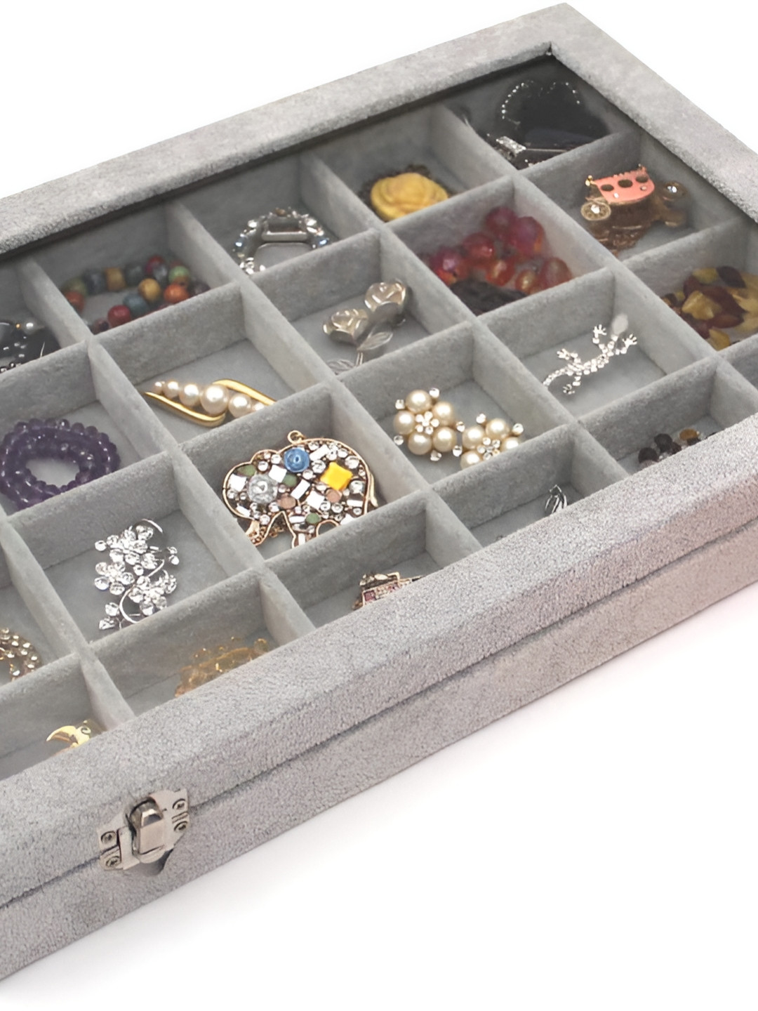 KriShyam Grey Jewellery Organiser Box