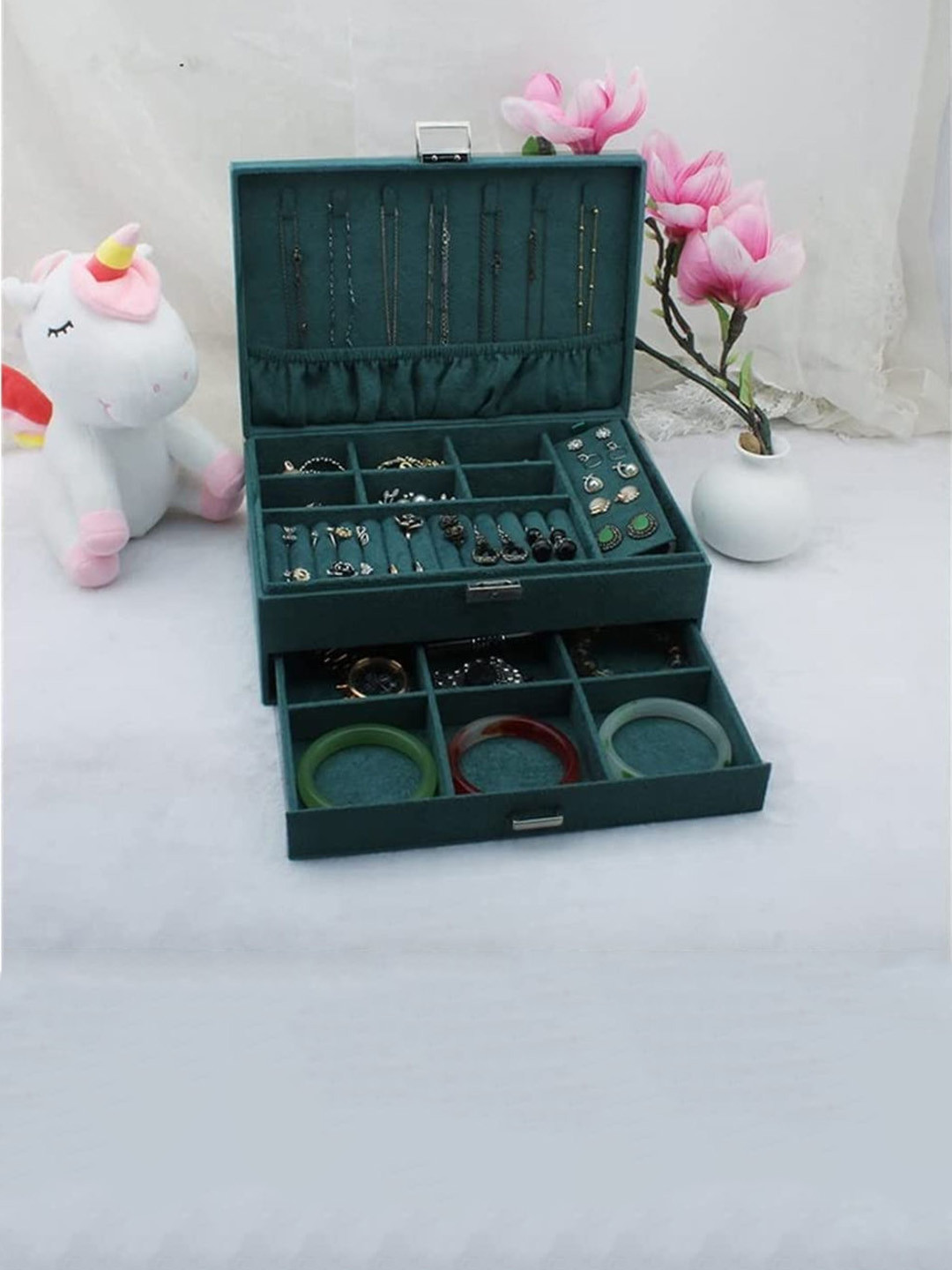 KriShyam Green 2layer Jewellery Organiser Box