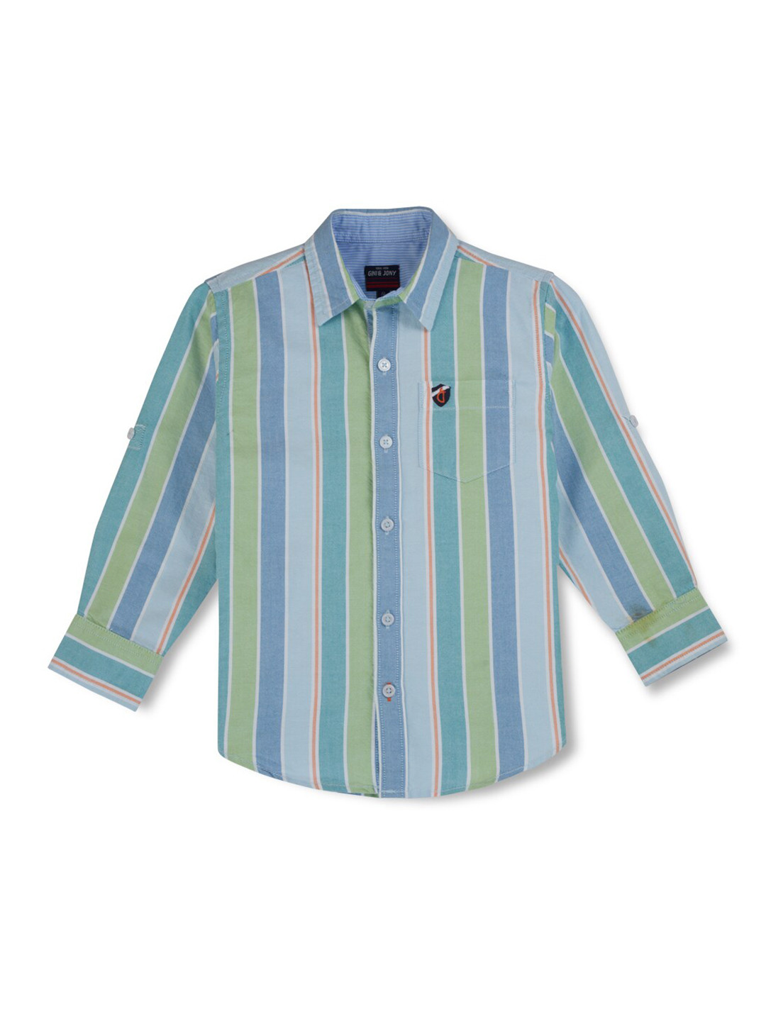Gini and Jony Boys Multi Stripes Long Sleeves Spread Collar Cotton Opaque Casual Shirt