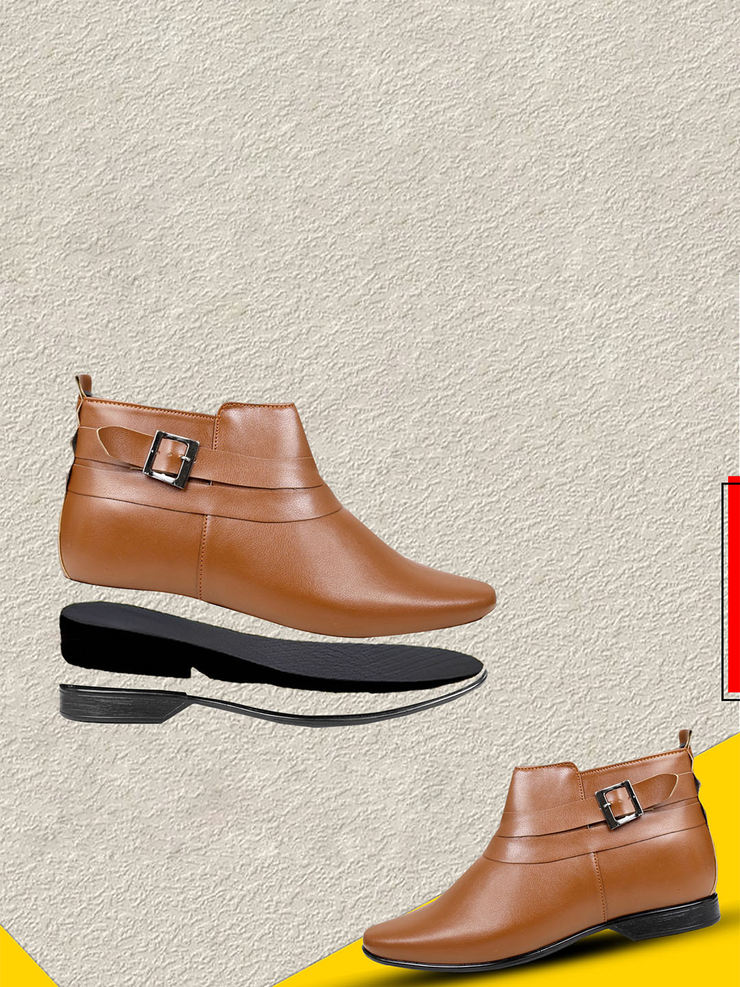 Bxxy Men Hidden Elevator Buckle Detailed Formal Boots