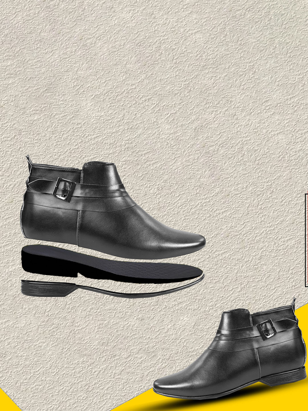 Bxxy Men Hidden Elevator Buckle Detailed Formal Boots