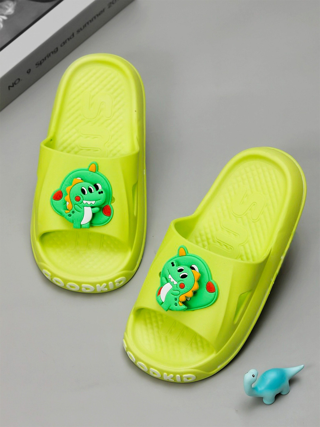 Yellow Bee Boys Playful Dino Applique Detailed Sliders