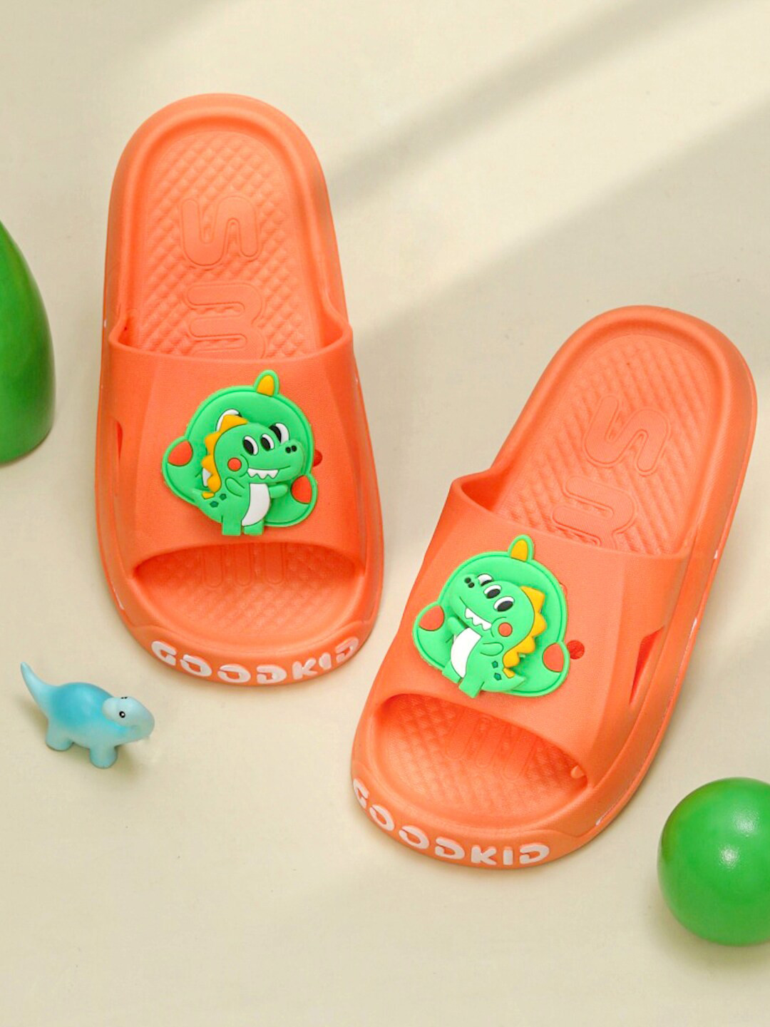 Yellow Bee Boys Playful Dino Applique Detailed Sliders