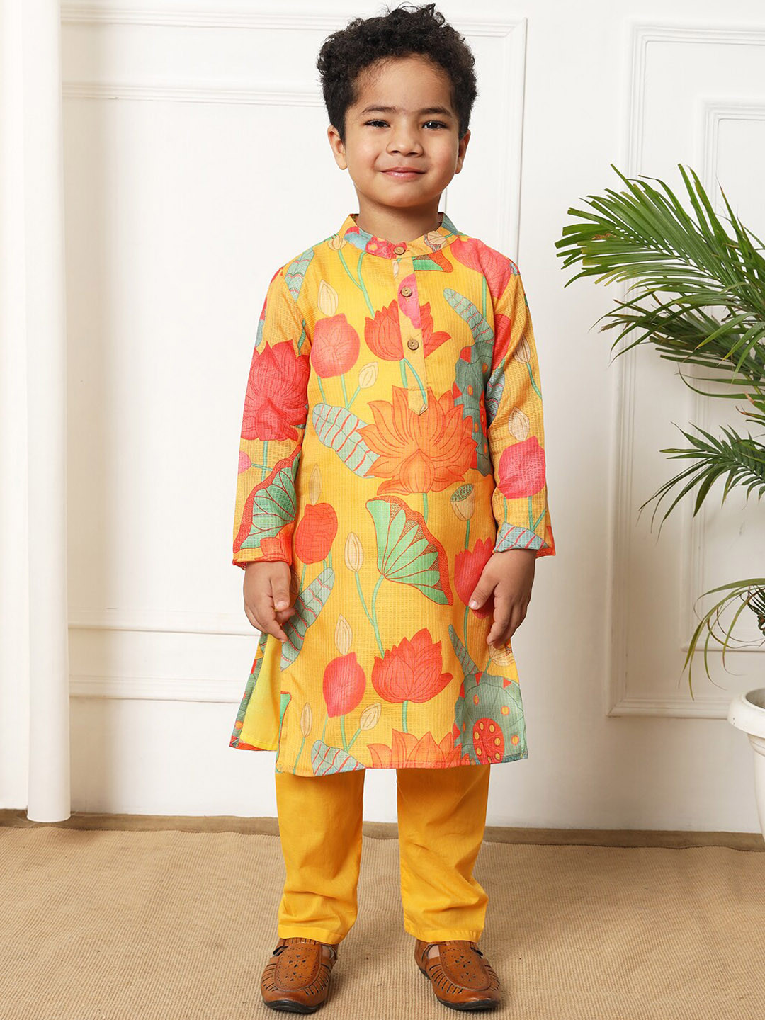 Readiprint Boys Floral Printed Regular Pure Cotton Kurta with Pyjamas