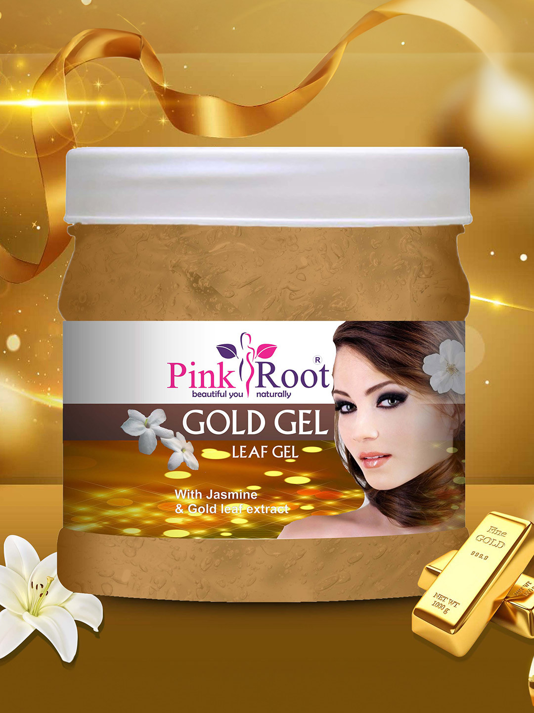Pink Root Gold Gel With Jasmine & Gold Leaf Extract - 500ml