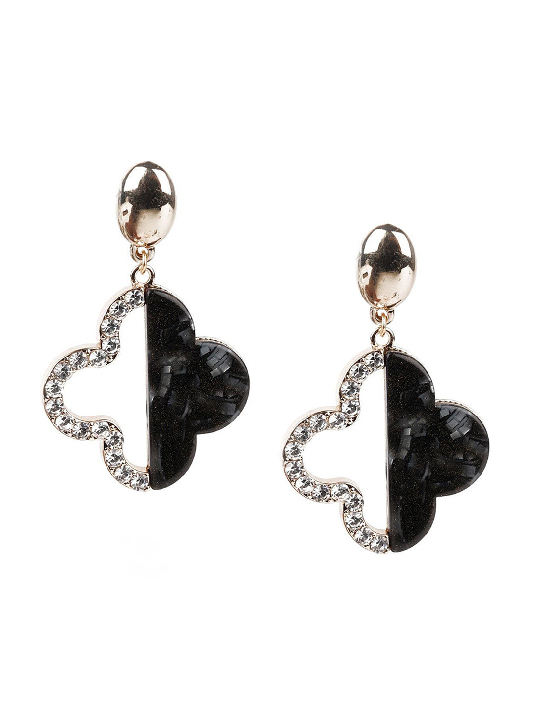 ODETTE Metal Floral Rhinestone Drop Earrings