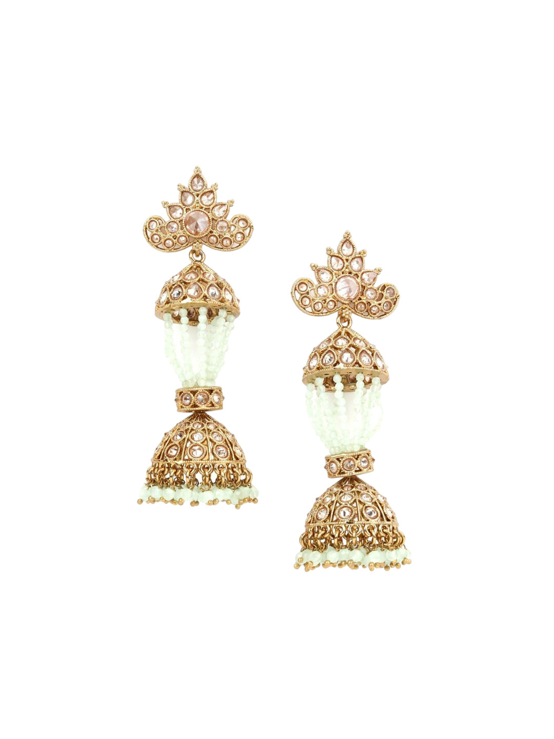ODETTE Gold-Plated Layered Contemporary Jhumkas