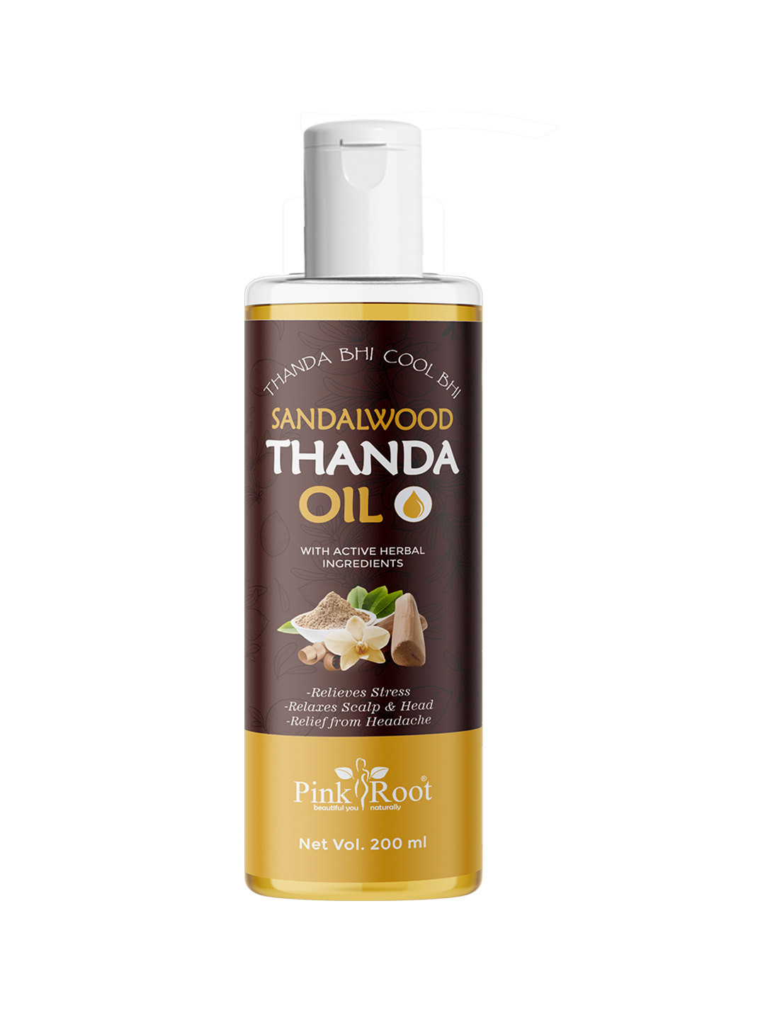 Pink Root Sandalwood Thanda Cool & Refreshing Hair Oil - 200 ml