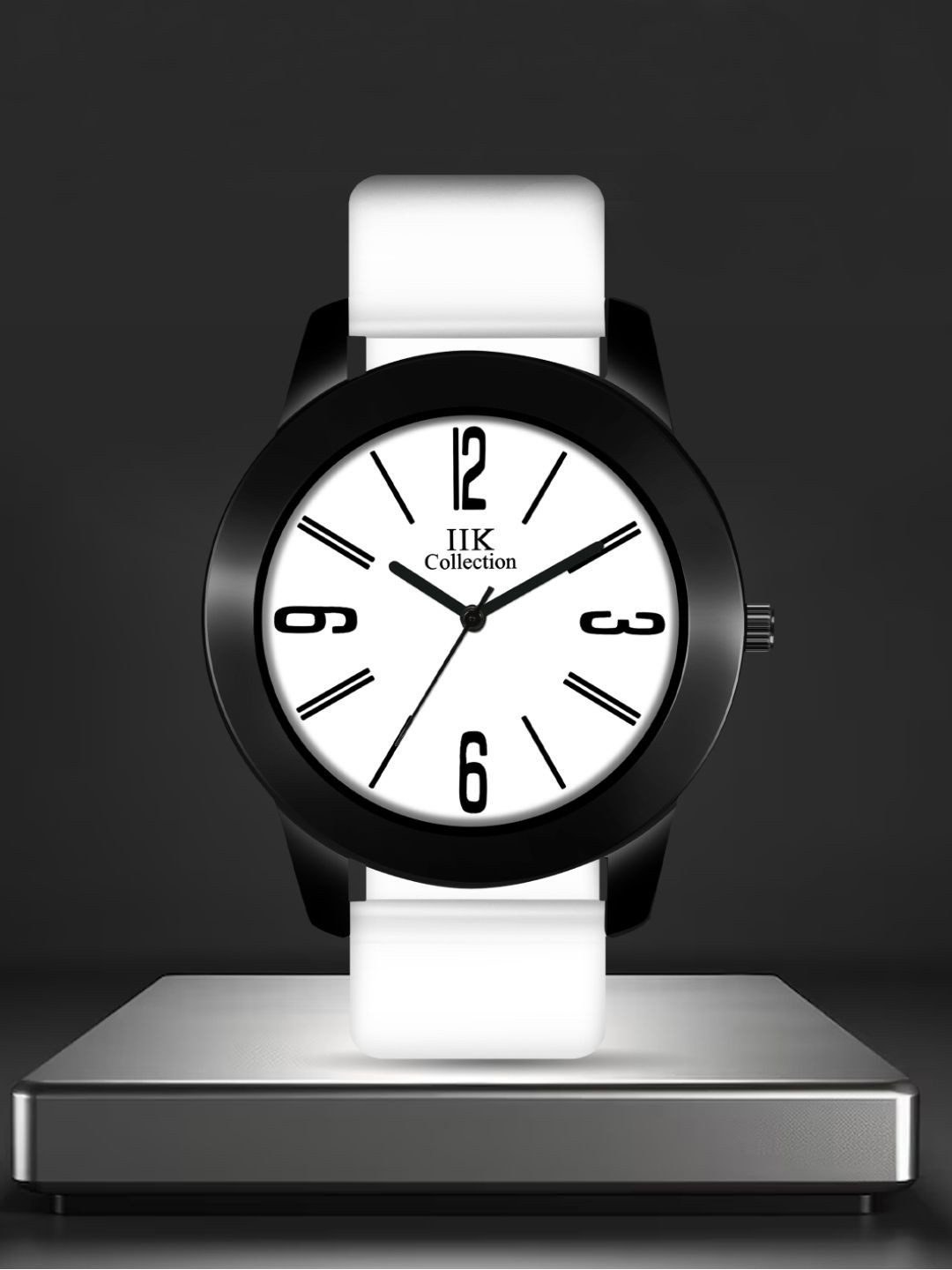 IIK COLLECTION Men White Round Dial Adjustable Flexible Silicon Strap Watch