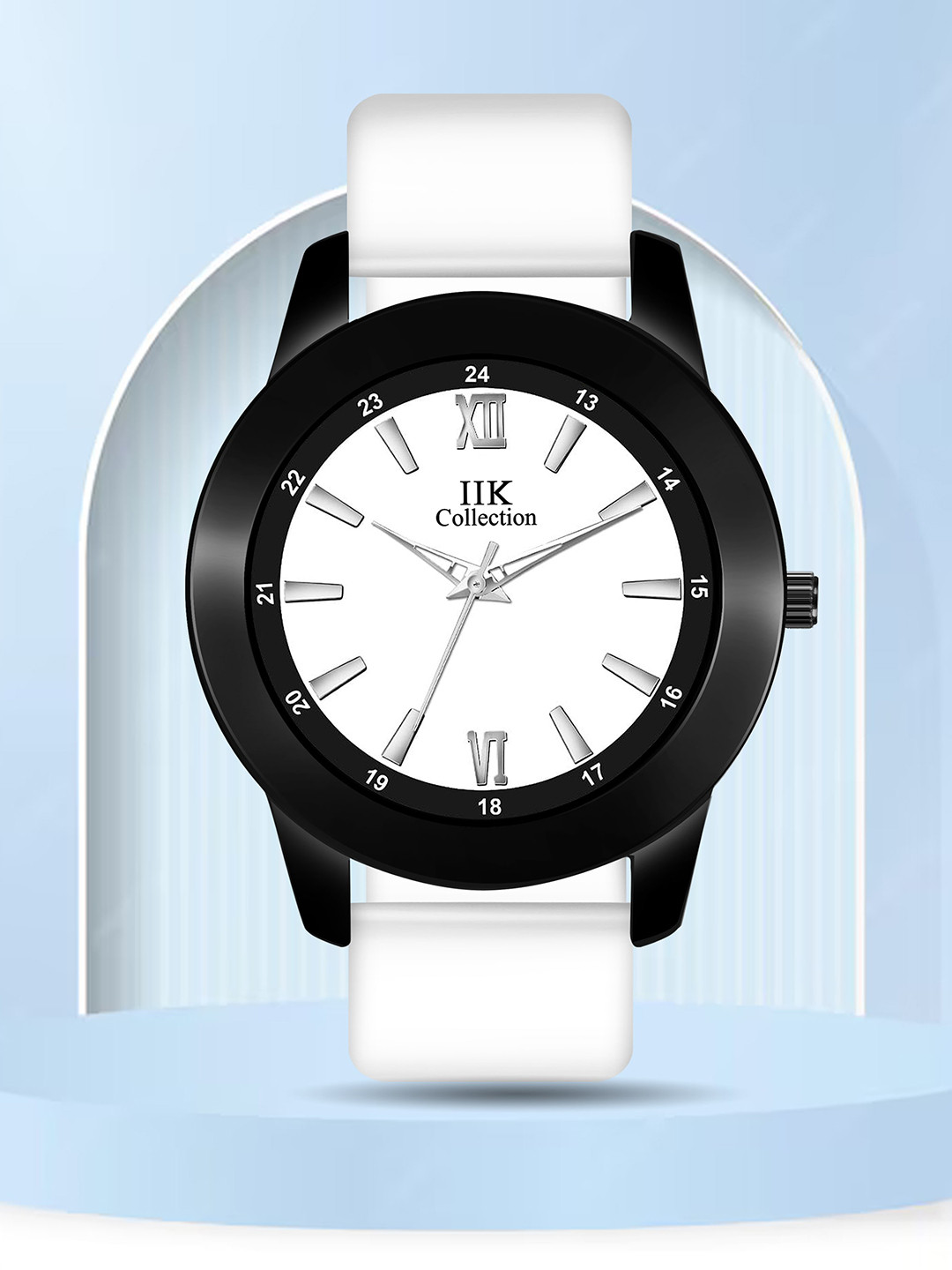 IIK COLLECTION Men White Round Dial Adjustable Flexible Silicon Strap Watch