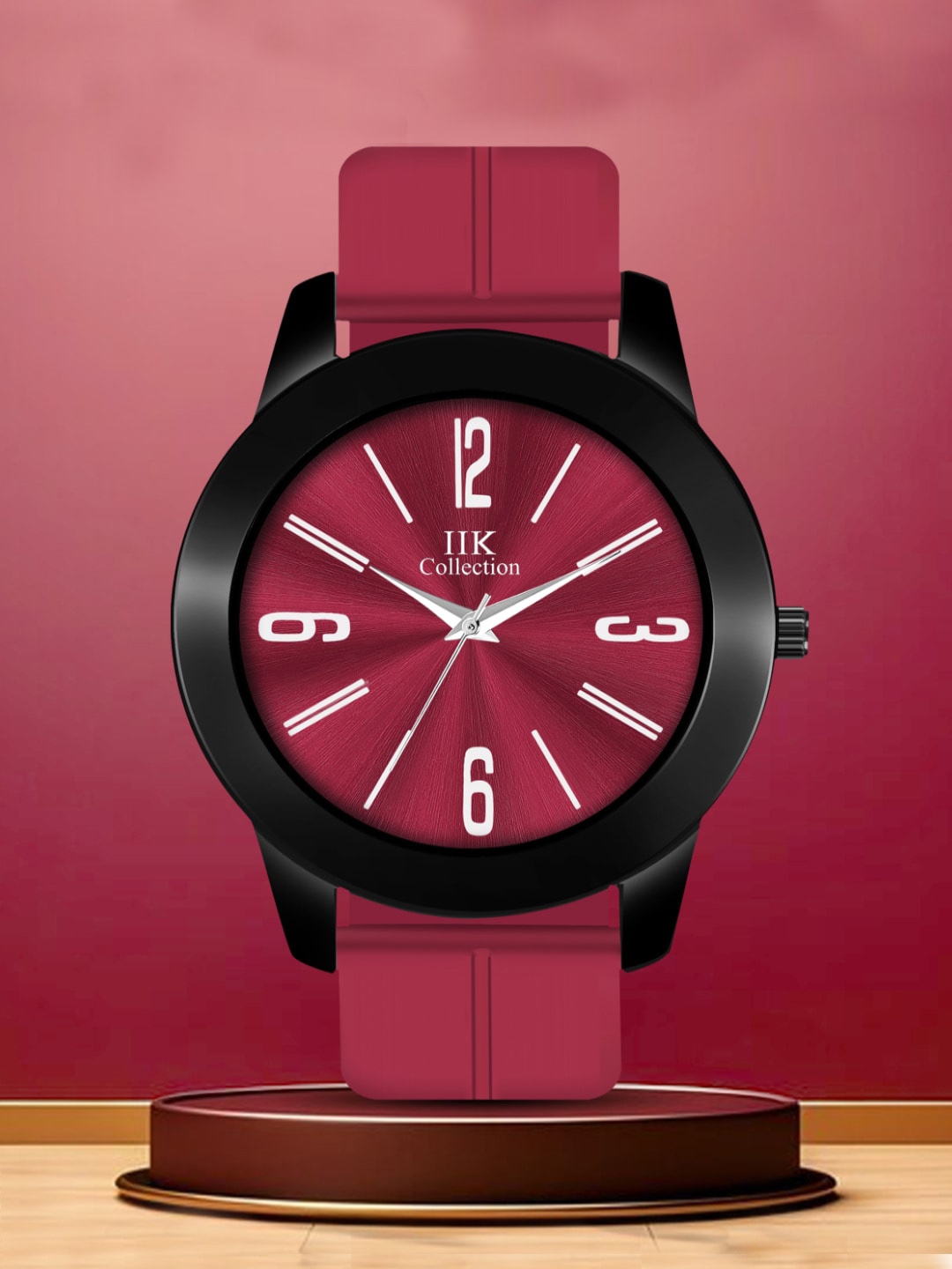 IIK COLLECTION Men Maroon Round Dial Adjustable Flexible Magnetic Lock  Silicon Strap Watch