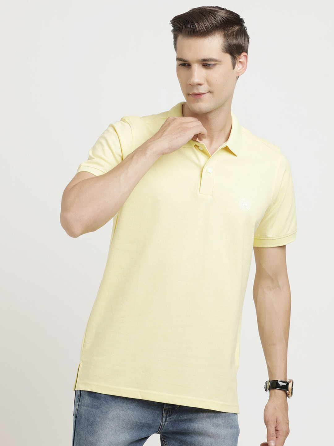 Turtle Polo Collar Short Sleeves Slim Fit Cotton T-shirt
