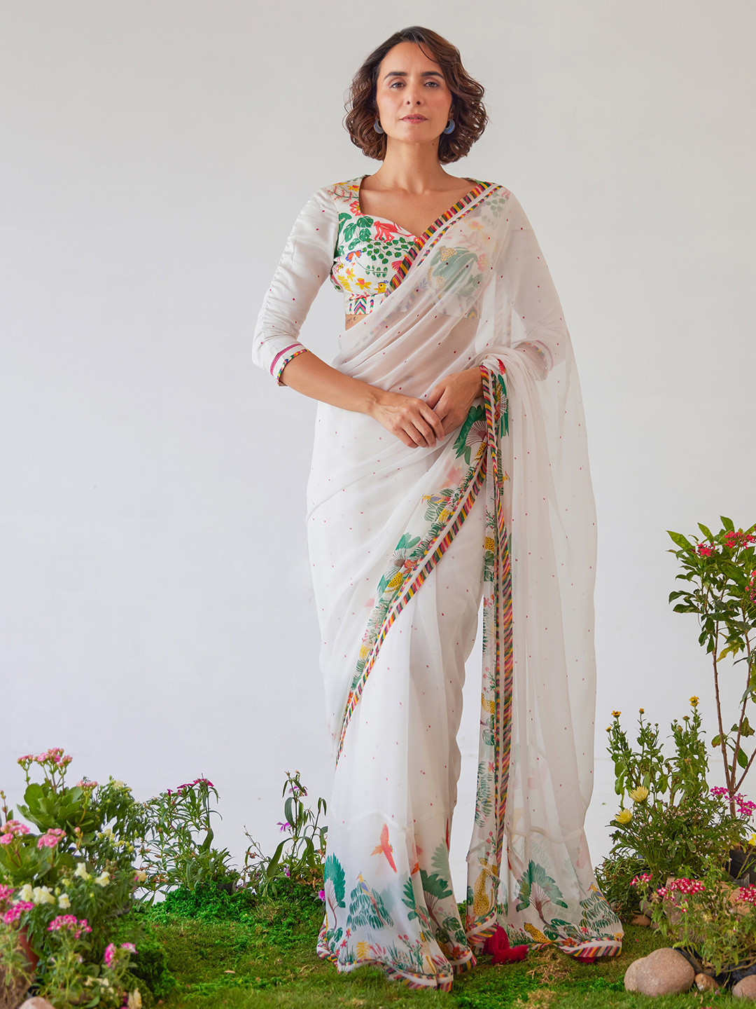 Baise Gaba Abstract Printed Saree