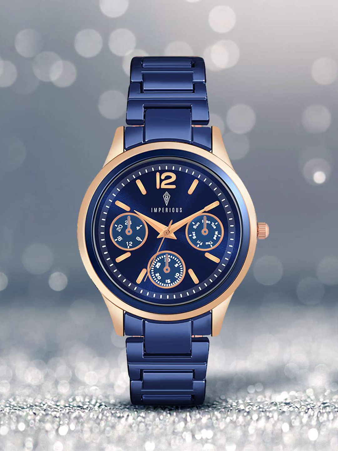 Imperious- The Royal Way Women Brass Printed Dial Analogue Watch IMP-BLUE-M-104-1