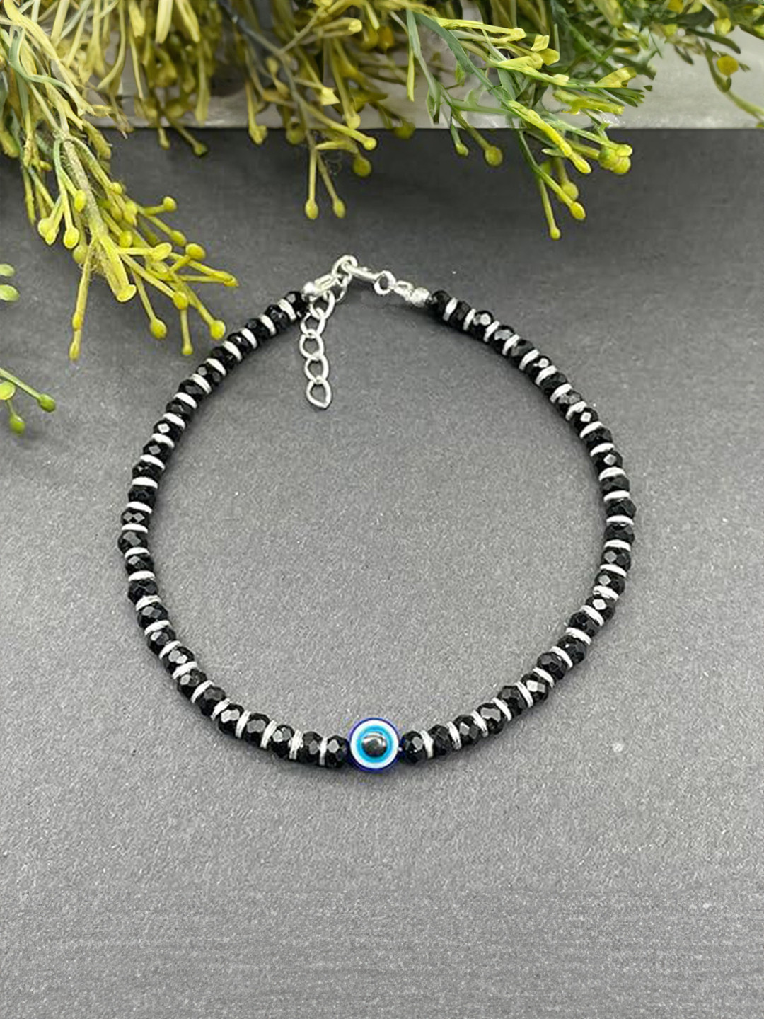925 SILLER Set of 2 925 Silver Crystals & Evil Eye Wraparound Nazariya Bracelets