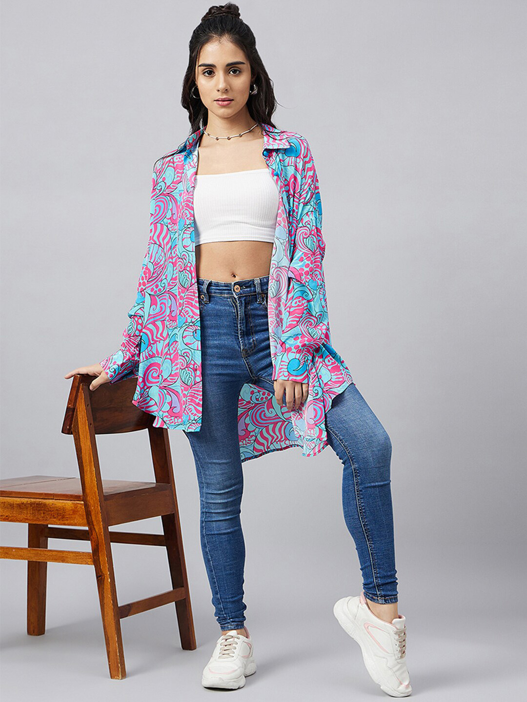 First Resort by Ramola Bachchan Relaxed Fit Oversized Fit Printed Crepe Boyfriend Shirt