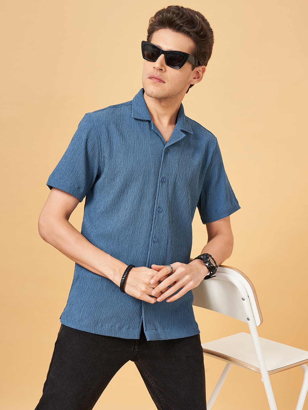 YU by Pantaloons Textured Opaque Casual Shirt