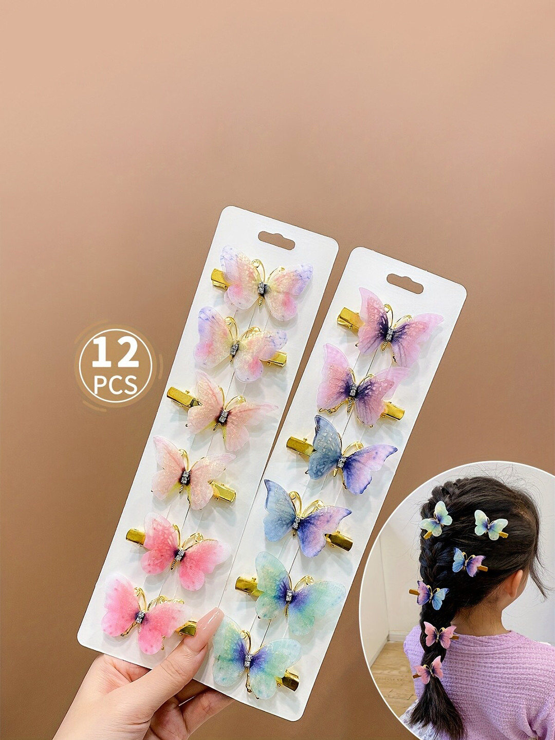 LYTIX Girls Set of 10 Metal Butterfly Design Alligator Hair Clips