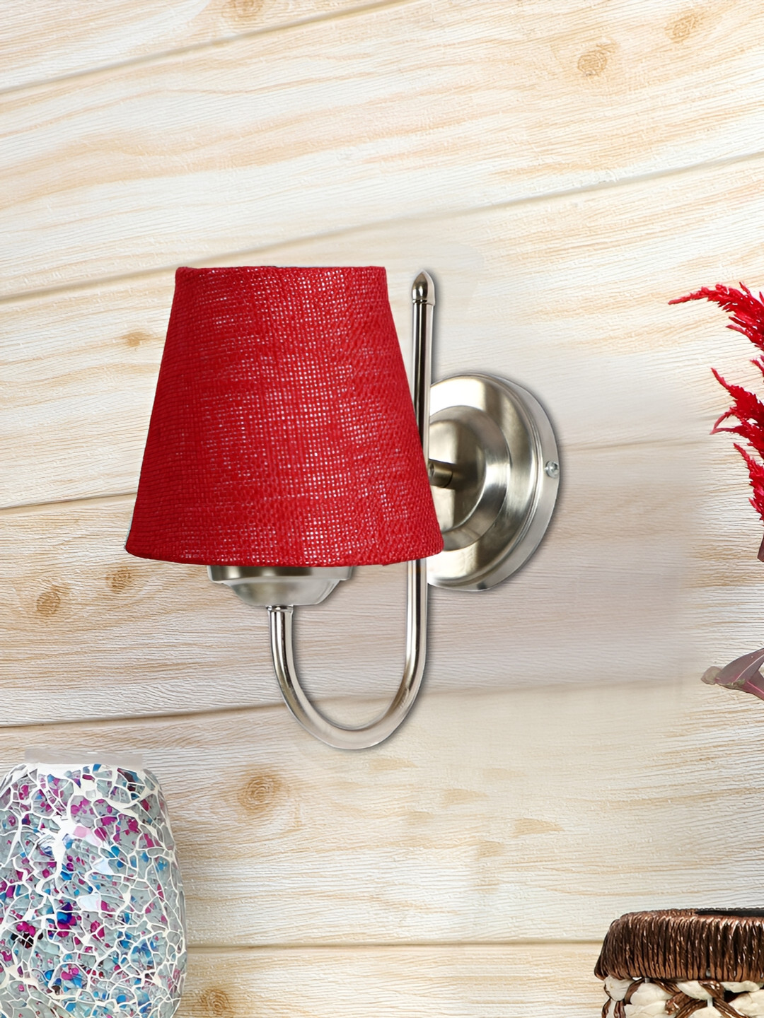 Devansh Maroon Metal Contemporary Frustum Shaped Wall Lamp