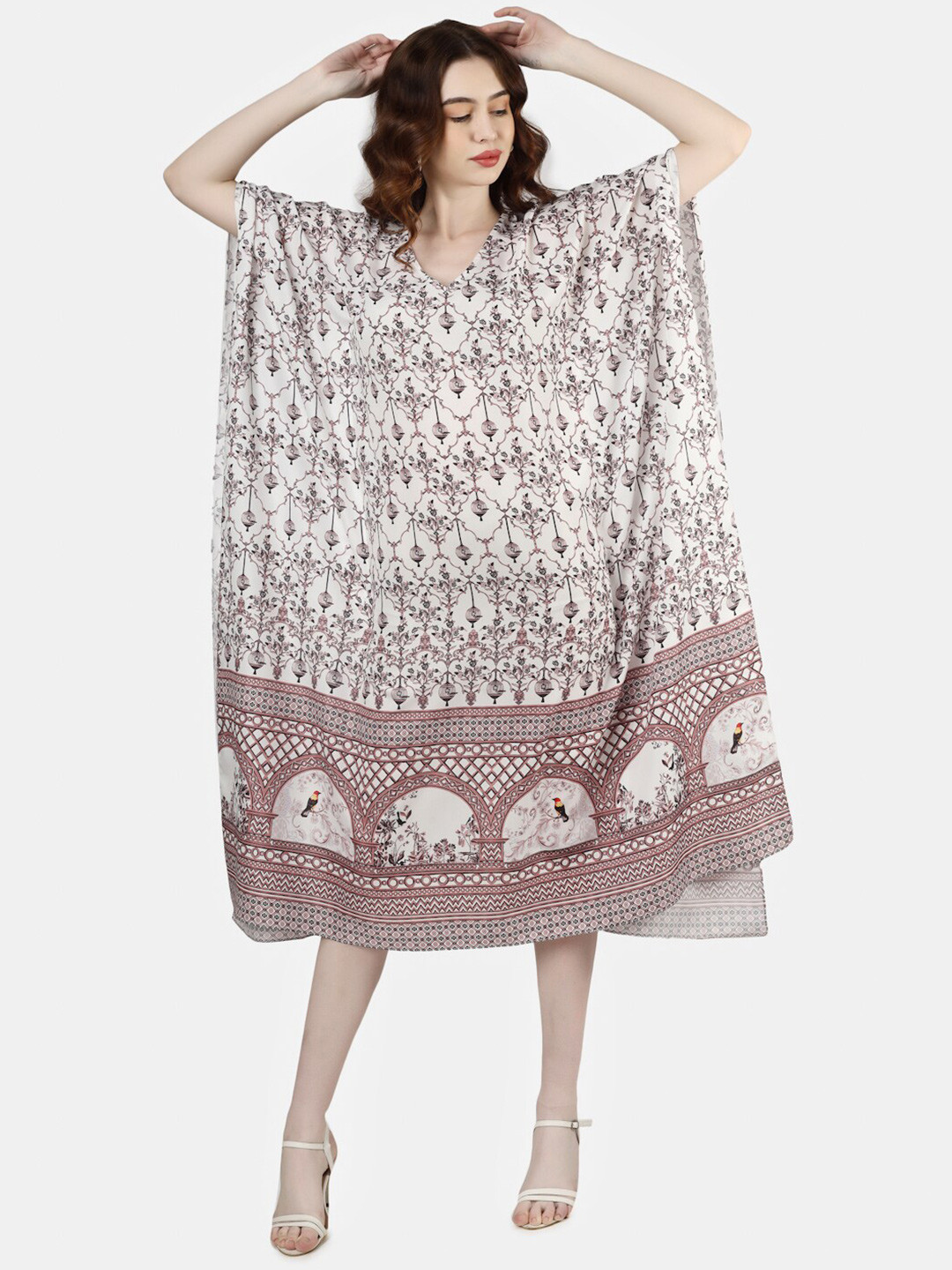 Sukshat Ethnic Motifs Printed Midi Kaftan Dress