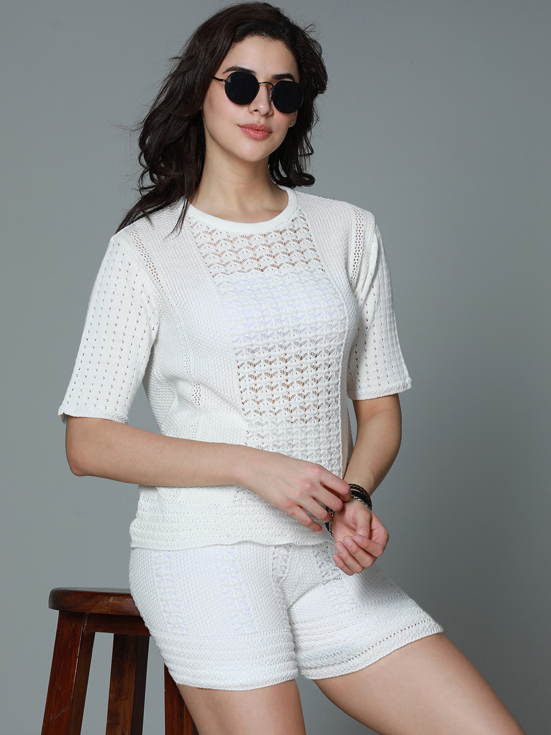 High Star Crochet Cotton Top & Shorts Co Ord
