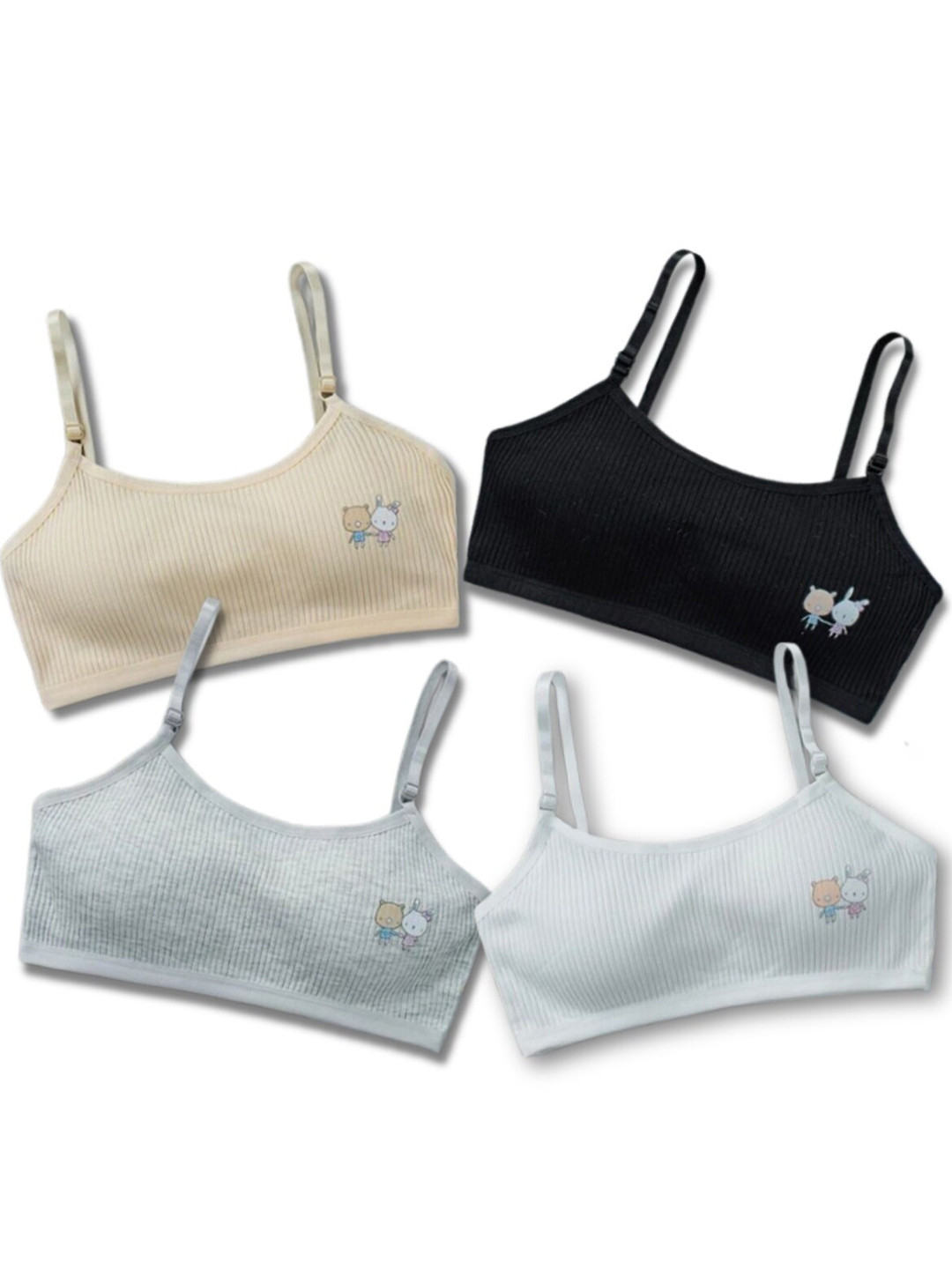 YOUSTYLO Pack of 4 Full Coverage Double Layered Beginners Bra With All Day Comfort