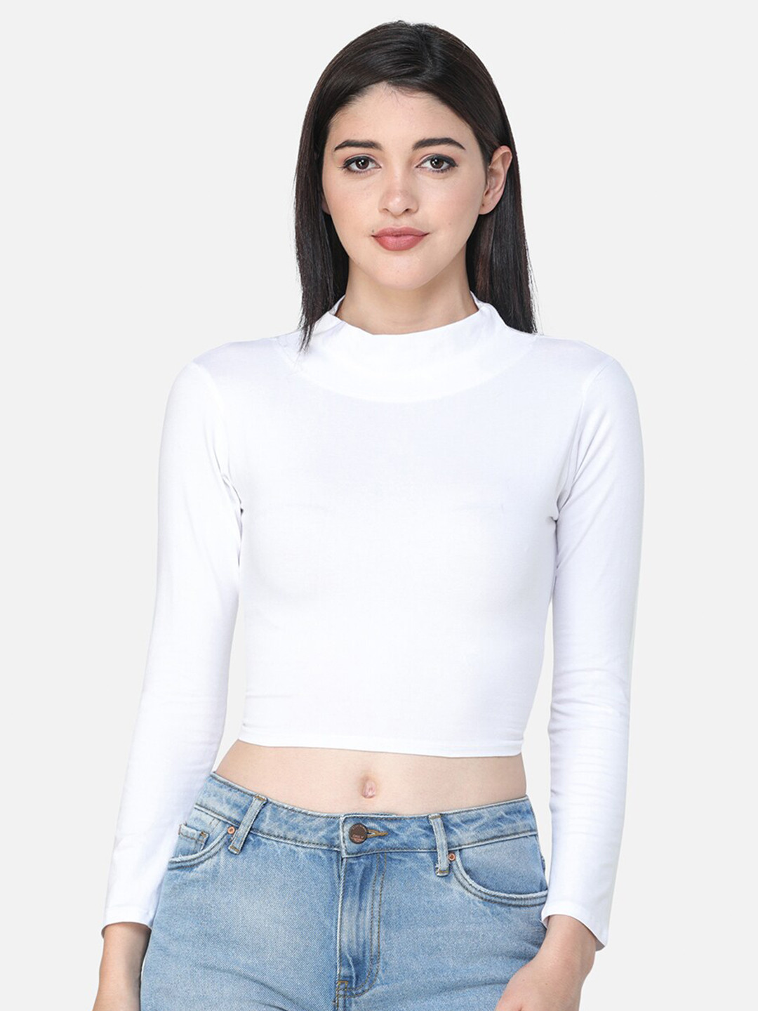 MINOS Snow Queen High Neck Cotton Crop Top