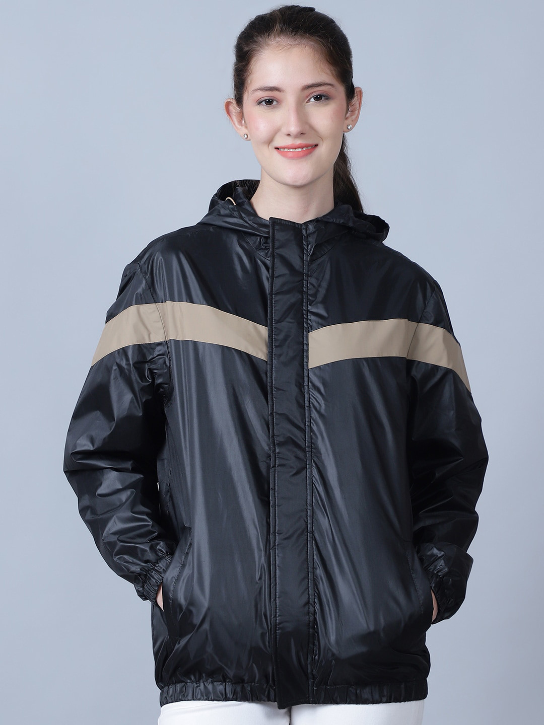 HOUSE OF VEDAS Women Waterproof Hooded Rain Jacket