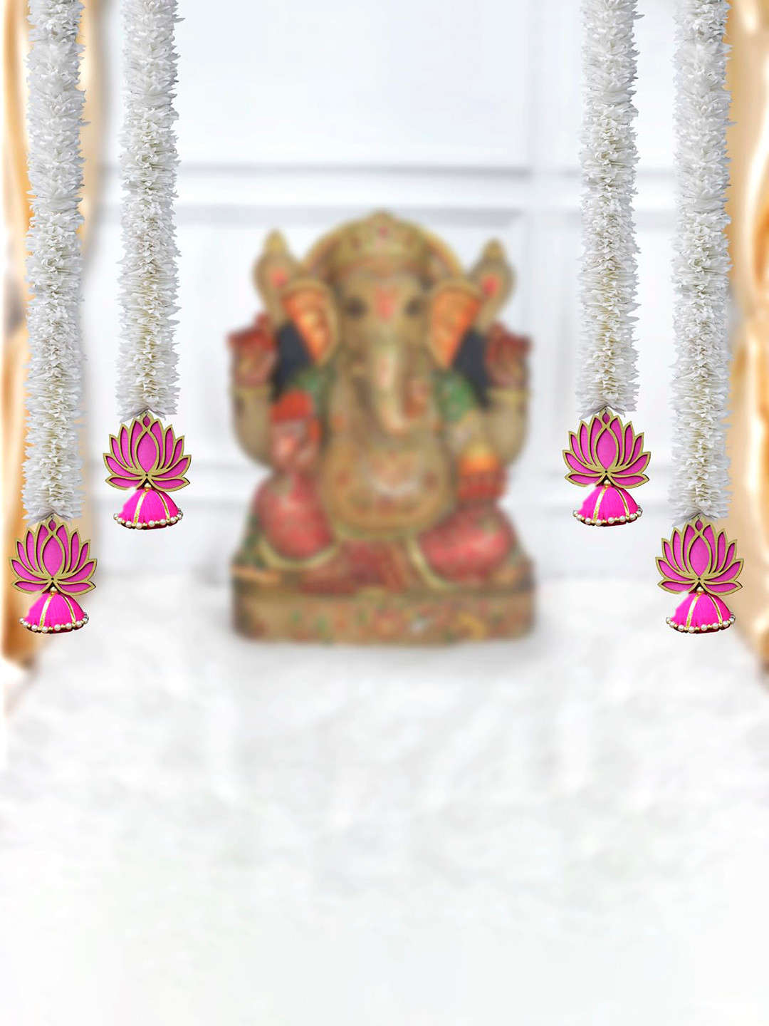 Shubhanjali  4Pcs Pink Lotus Buds Hangings