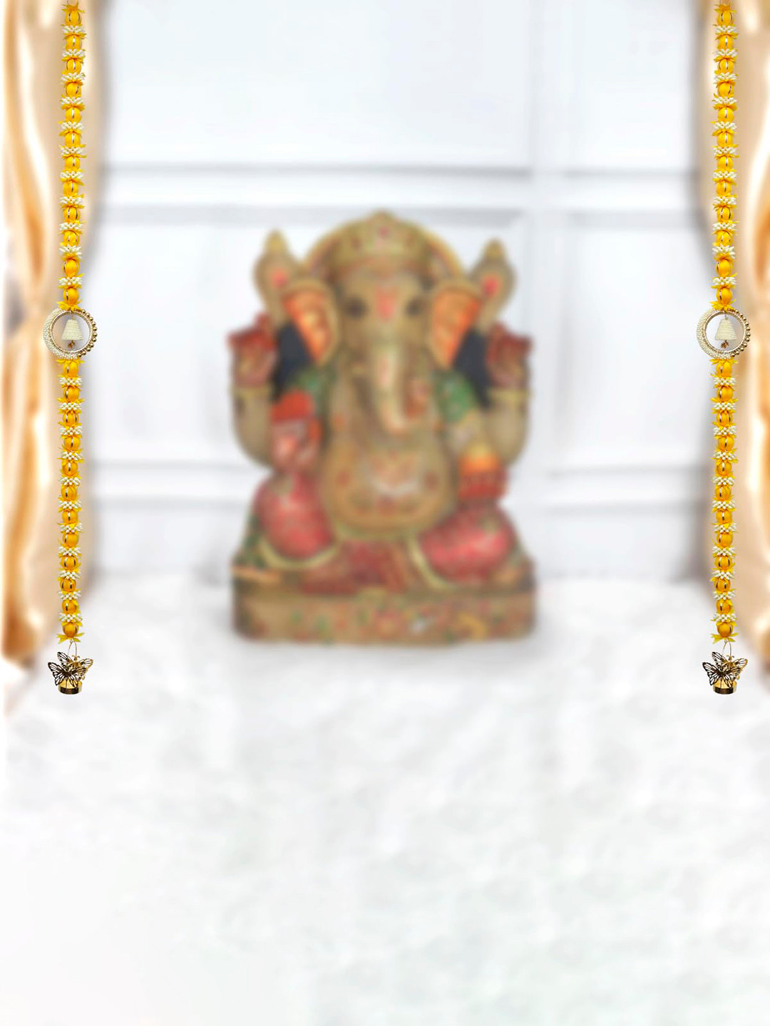 Shubhanjali 2 Pcs Yellow Marigold Flower Garlands