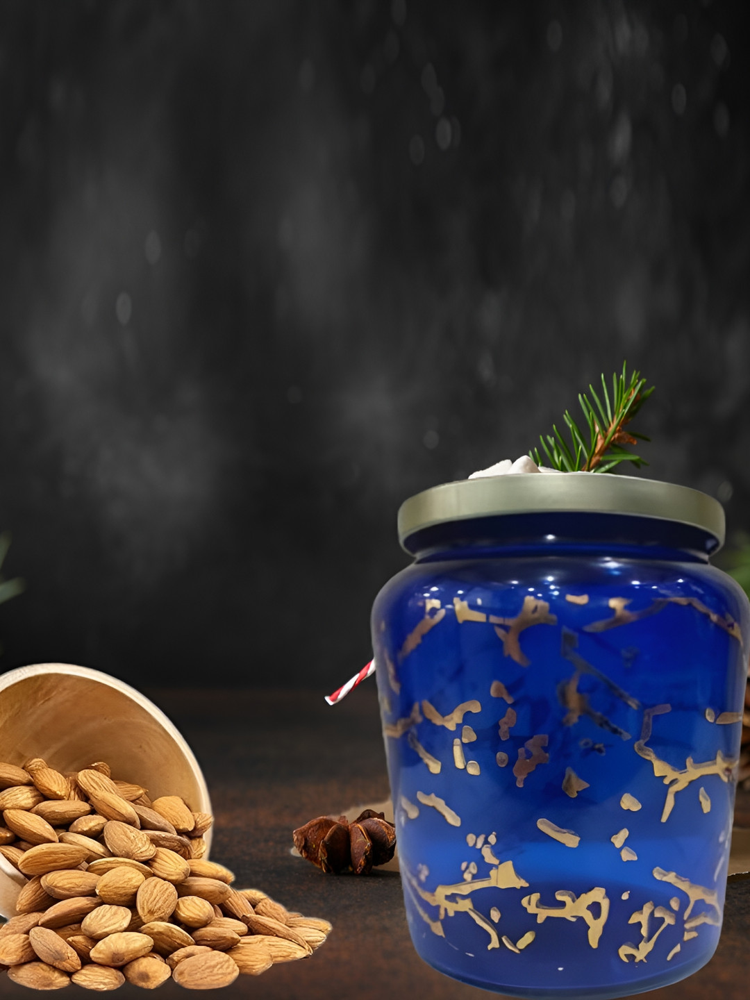 Mithila Handicrafts Blue Abstract Glass Screw Top Canister-600ml