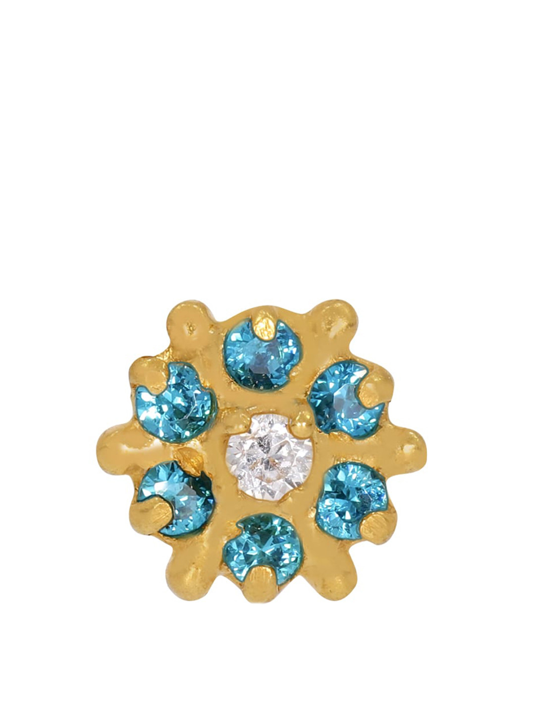 BHIMA BIS Hallmark 22KT (916) Gold Stone Studded Nosepin-0.36 gm