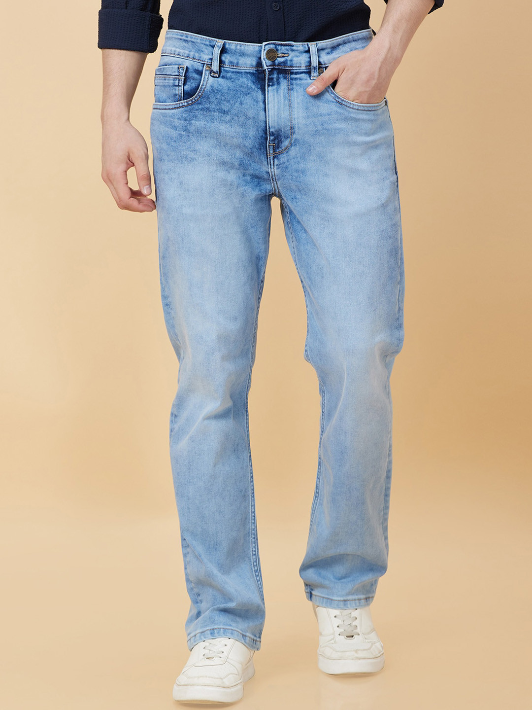 Being Human Men Mid-Rise Medium Shade Heavy Fade Clean Look Jeans