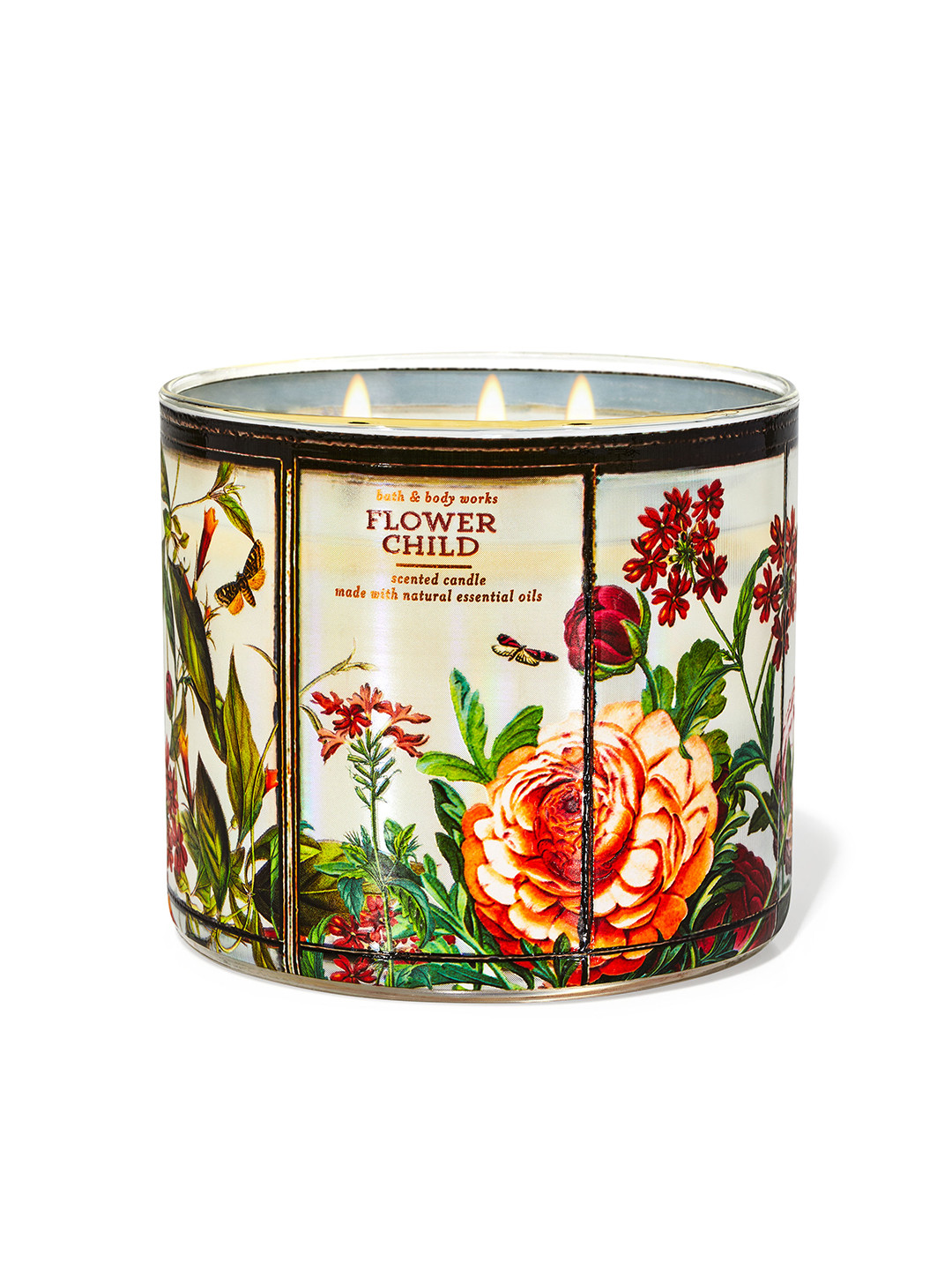 Bath & Body Works Flowerchild 3 Wick Flower Child Floral Geometric Regular Jar Candles